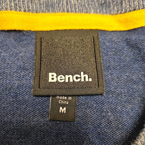 Bench Man's Blue Gray Yellow Strip Crew-Neck Sweater Size: M - Picture 7 of 9